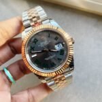 GMF GM Factory 1:1 Rolex DateJust Men 41mm “wimbledon” RG and SS V2 Grey textured Dial Roman Markers