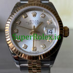 Rolex Lady-Datejust 26 ellow Gold Silver Diamond Dial Ref.279173