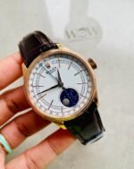 Rolex Cellini Moonphase 50535 RG White Dial on Leather Strap Asia 3195 Mod - Image 4