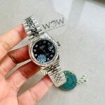 Rolex Datejust 28mm 904L SS Black Dial Diamond markers