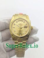 Rolex Day-Date 36MM Yellow Gold Silver Diamond Dial Ref.118238 - Image 5