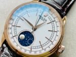Rolex Cellini Moonphase 50535 RG White Dial on Leather Strap Asia 3195 Mod - Image 9