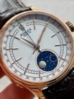 Rolex Cellini Moonphase 50535 RG White Dial on Leather Strap Asia 3195 Mod - Image 10