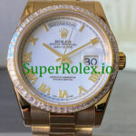 Rolex Day-Date 36MM Yellow Gold White Roman Dial Ref.118398BR