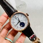 Rolex Cellini Moonphase 50535 RG White Dial on Leather Strap Asia 3195 Mod