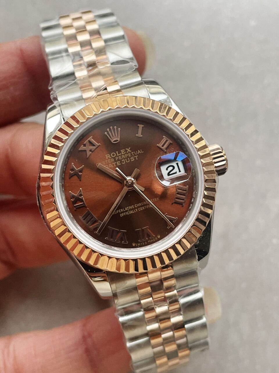 2-4-960x1280-2 KZF Factory 1:1 Rolex Datejust 28mm 904L RG/SS Brown Dial A2671 - Image 1