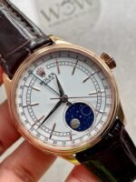 Rolex Cellini Moonphase 50535 RG White Dial on Leather Strap Asia 3195 Mod - Image 3