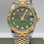 Rolex Datejust 31 Steel and Yellow Gold Olive Green Diamond Dial Ref.278273