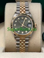 Rolex Datejust 31 Steel and Yellow Gold Olive Green Diamond Dial Ref.278273 - Image 4