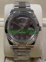 Rolex Day-Date II 40MM White Gold Ref.218239 – hocolate Roman Dial - Image 2