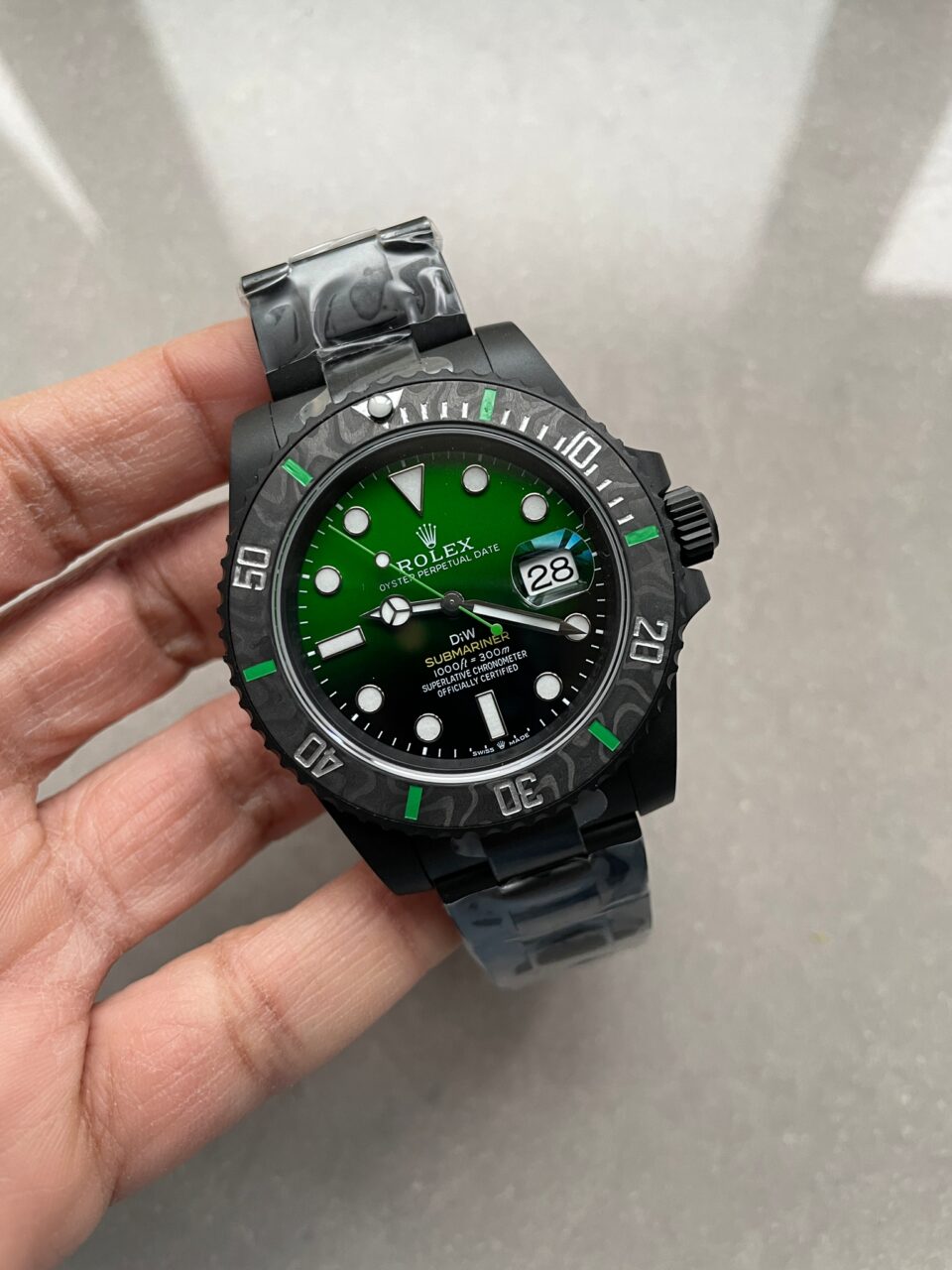 9f859207-bbbc-4e5a-85af-4a30fed4c7dd-960x1280-1 VSF FACTORY 1:1 Rolex Submariner DIW “Parakeet” DLC Best Edition Black/Green Dial VS3135 - Image 1