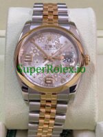 Rolex Datejust 36 Yellow Gold Silver Floral Motif Dial Ref.116203 - Image 2