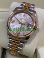 Rolex Datejust 36 Yellow Gold Silver Floral Motif Dial Ref.116203 - Image 4