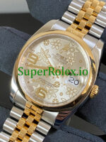 Rolex Datejust 36 Yellow Gold Silver Floral Motif Dial Ref.116203 - Image 3