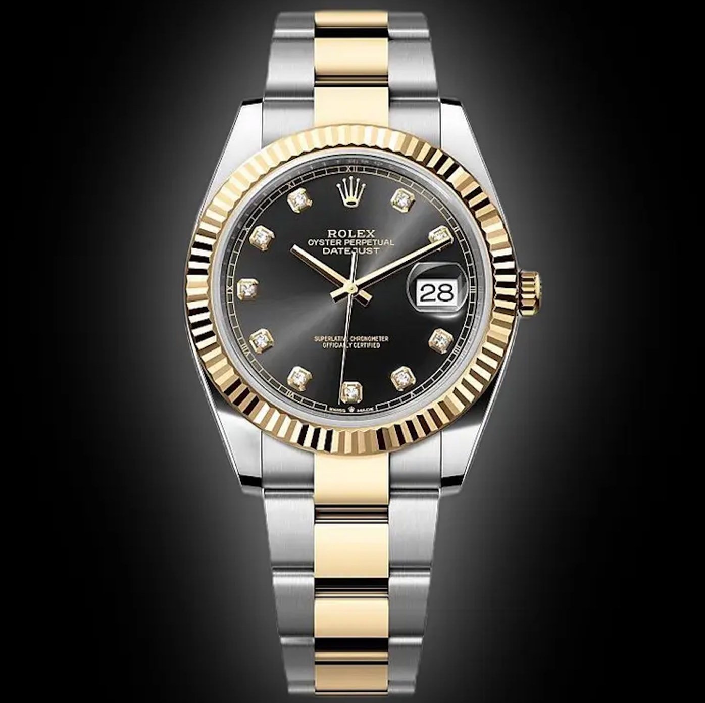Bright Black Dial, Yellow Rolesor, 41.0 mm, Automatic