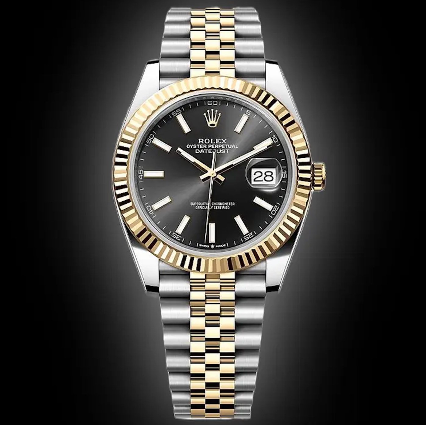 Bright Black Dial, Yellow Rolesor, 41.0 mm, Date