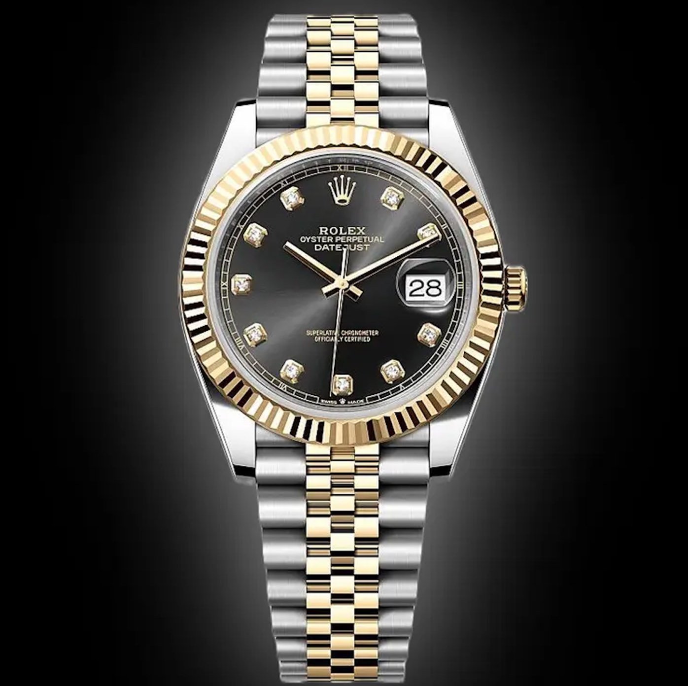 Bright Black Dial, Yellow Rolesor, 41.0 mm