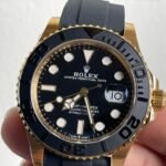CLEAN FACTORY 1:1 Rolex Yacht-Master 42mm 226658 YG Black Dial on Rubber Strap VR3235