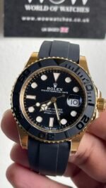 CLEAN FACTORY 1:1 Rolex Yacht-Master 42mm 226658 YG Black Dial on Rubber Strap VR3235