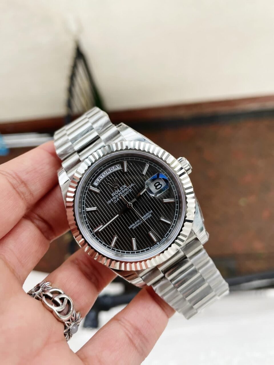 IMG_1618-960x1280-1 EWF Factory SS 1:1 Rolex Day Date II 228239 Best Edition Black Dial A3255 - Image 1