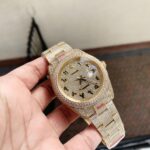 Rolex OYSTER PERPETUAL 41mm 904L SS SILVER/GOLD MOISSANITE DIAMONDS BRACELET AND DIAL A2824 iced out