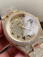 Rolex OYSTER PERPETUAL 41mm 904L SS SILVER/GOLD MOISSANITE DIAMONDS BRACELET AND DIAL A2824 iced out - Image 4