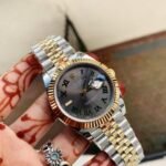 REF Factory 1:1 Best Rolex New DateJust 41 126334 SS/YG Edition Gray Dial Green Roman Markers A3235