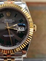 REF Factory 1:1 Best Rolex New DateJust 41 126334 SS/YG Edition Gray Dial Green Roman Markers A3235 - Image 4