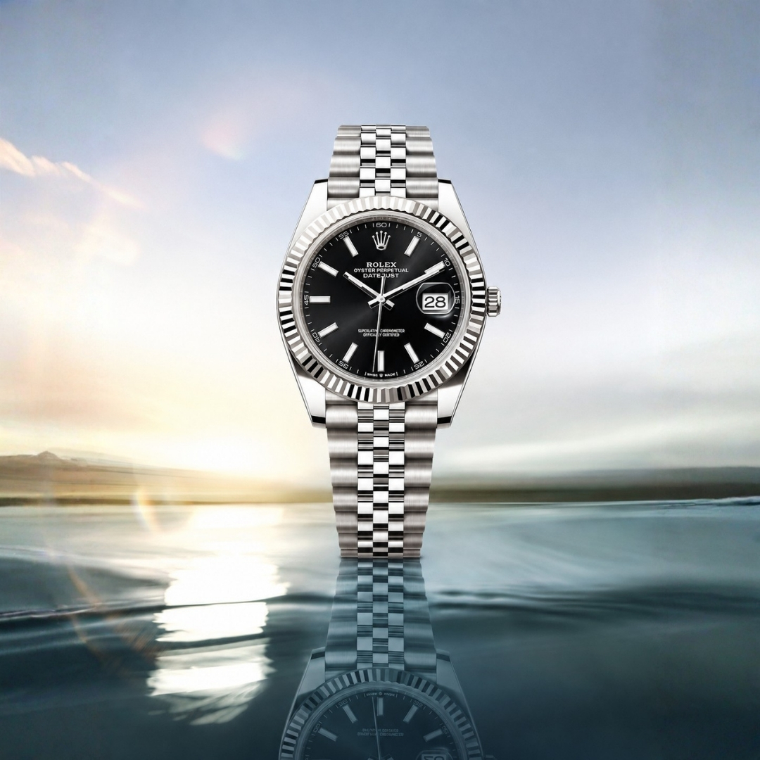 Rolex Datejust 41 Black Index Dial 126334 with Fluted Bezel and Jubilee Bracelet