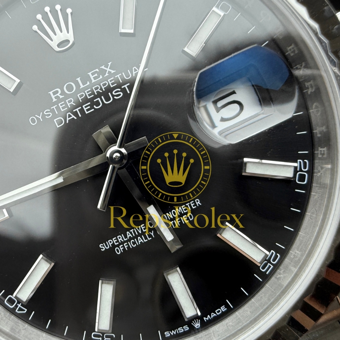 Rolex Datejust 41 Black Index Dial 126334 with Fluted Bezel and Jubilee Bracelet
