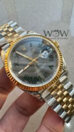 VSF Factory 1:1 Rolex datejust 36mm Wimbledon gold Best Edition 904L Wimbledon Steel Gray Dial Green Roman VR3235VSF - Image 2