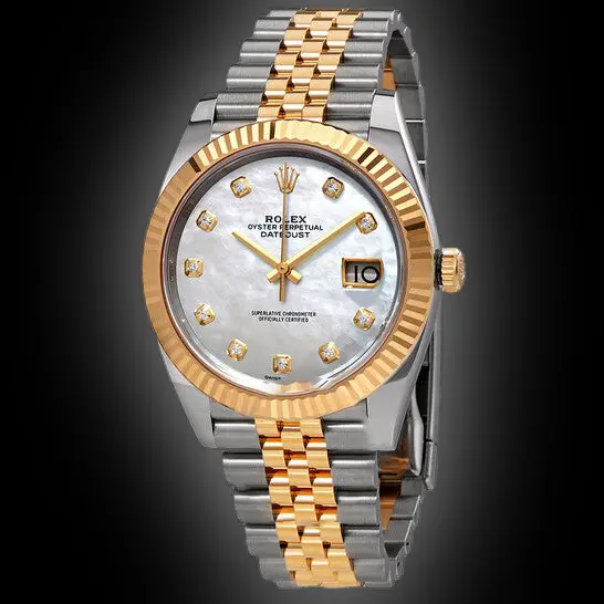 White Mother of Pearl Dial, 18kt Yellow Gold, 41.0 mm, Automatic Men's Watch