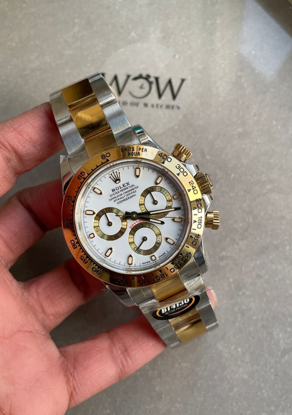cd189c88-16f0-4bd6-9e7e-bbfd9f2a2426-960x1363-1 BTF factory 1:1 Rolex Daytona 116523 SS 904L & Yellow Gold White Dial A4130 - Image 1