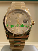 Rolex Day-Date 36MM Yellow Gold Silver Diamond Dial Ref.118238 - Image 9