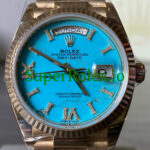 Rolex Day-Date 36MM Yellow Gold Turquoise Diamond-Set Dial Ref.128238