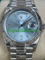 Rolex Platinum Day-Date 40MM Ref.228236 – Ice Blue Baguette Diamond Dial - Image 2