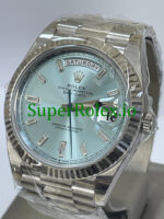 Rolex Platinum Day-Date 40MM Ref.228236 – Ice Blue Baguette Diamond Dial - Image 3