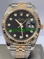 Rolex Steel and Yellow Gold Black Diamond Dial Datejust 41 Ref.126333