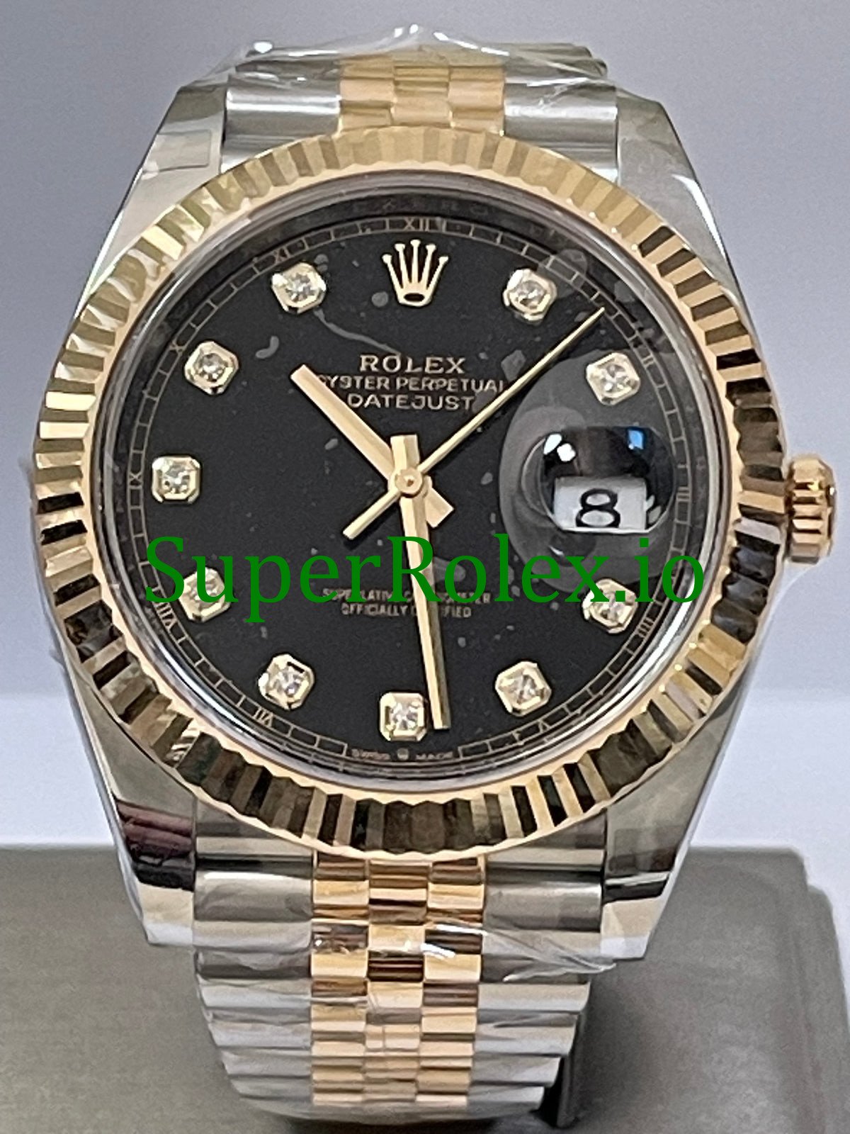o2o7a314-8613 Rolex Steel and Yellow Gold Black Diamond Dial Datejust 41 Ref.126333 - Image 1