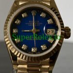 Rolex Lady-Datejust 26MM Yellow Gold Blue Vignette Diamond Dial Ref.69178