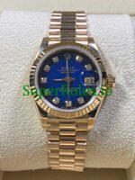 Rolex Lady-Datejust 26MM Yellow Gold Blue Vignette Diamond Dial Ref.69178 - Image 2