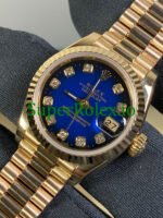 Rolex Lady-Datejust 26MM Yellow Gold Blue Vignette Diamond Dial Ref.69178 - Image 3