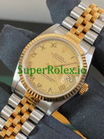 Rolex Datejust 31 Yellow Gold Champagne Roman Dial Ref.68273 - Image 3