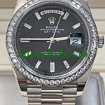 Rolex Day-Date 40 White Gold Ref.228349RBR Black Baguette Diamond Dial