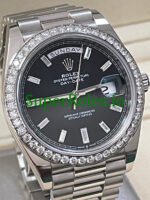 Rolex Day-Date 40 White Gold Ref.228349RBR Black Baguette Diamond Dial - Image 4