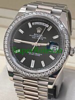Rolex Day-Date 40 White Gold Ref.228349RBR Black Baguette Diamond Dial - Image 5