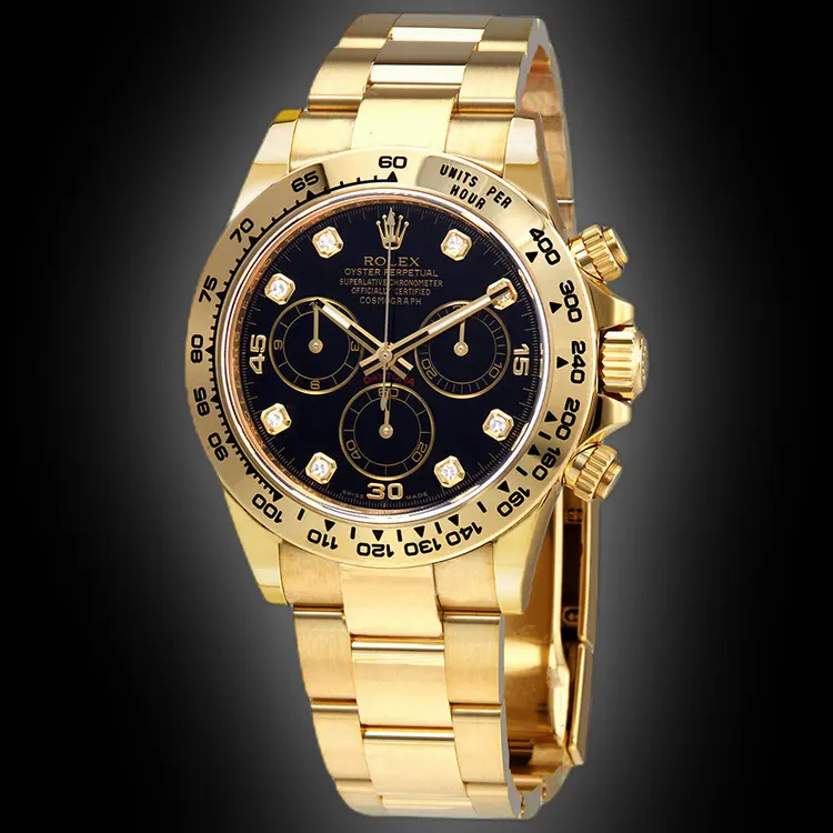 Black Dial, 18kt Yellow Gold, Oyster, Men's Watch