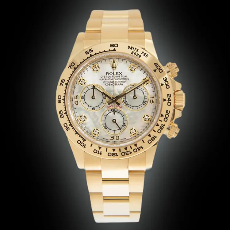 White Mother of Pearl Dial, 18kt Yellow Gold, Chronograph, Automatic Men's Watch